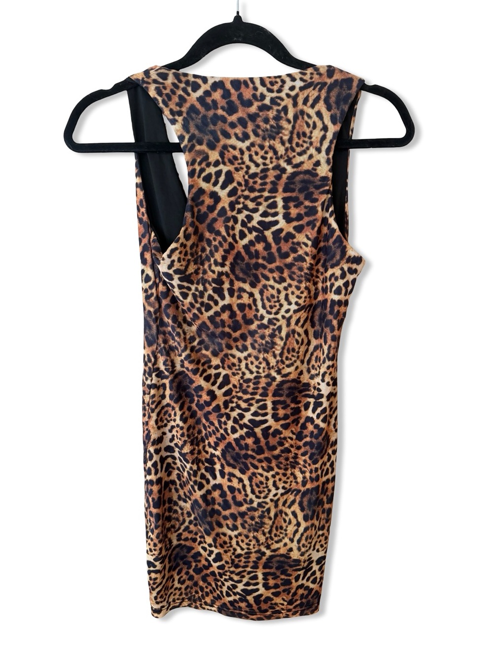 superdown Rupa Mini Dress Tan Leopard Print Tie-Front stretch Revolve S - Picture 3 of 7